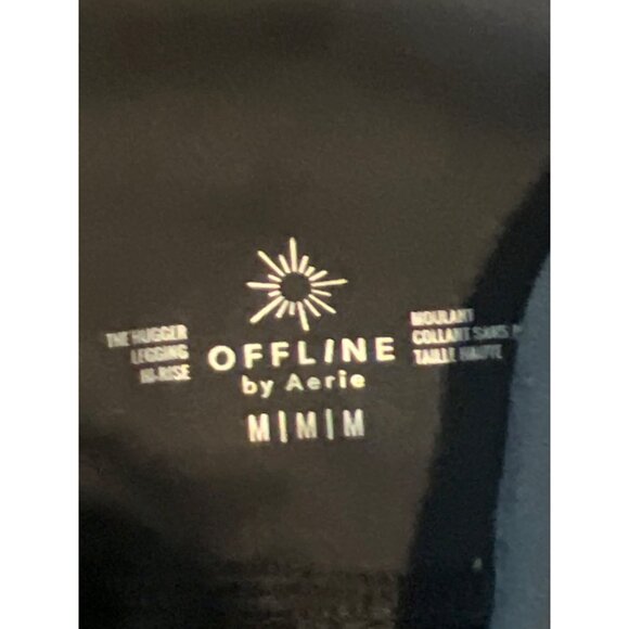 AERIE OFFLINE The Hugger Cropped Flare Slit Hem Legging Sz. Medium Black Lounge - Picture 6 of 9